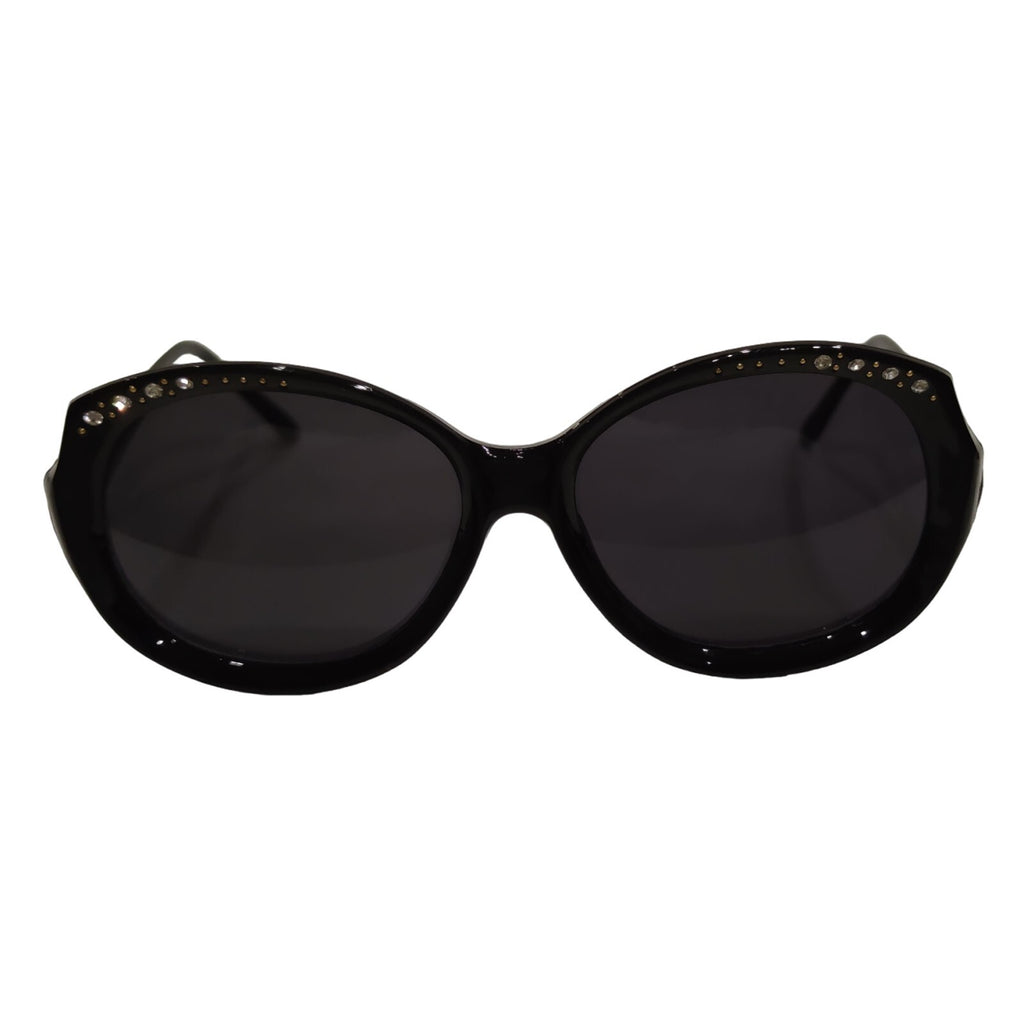 Schwarze Cat-Eye-Sonnenbrille mit Strass