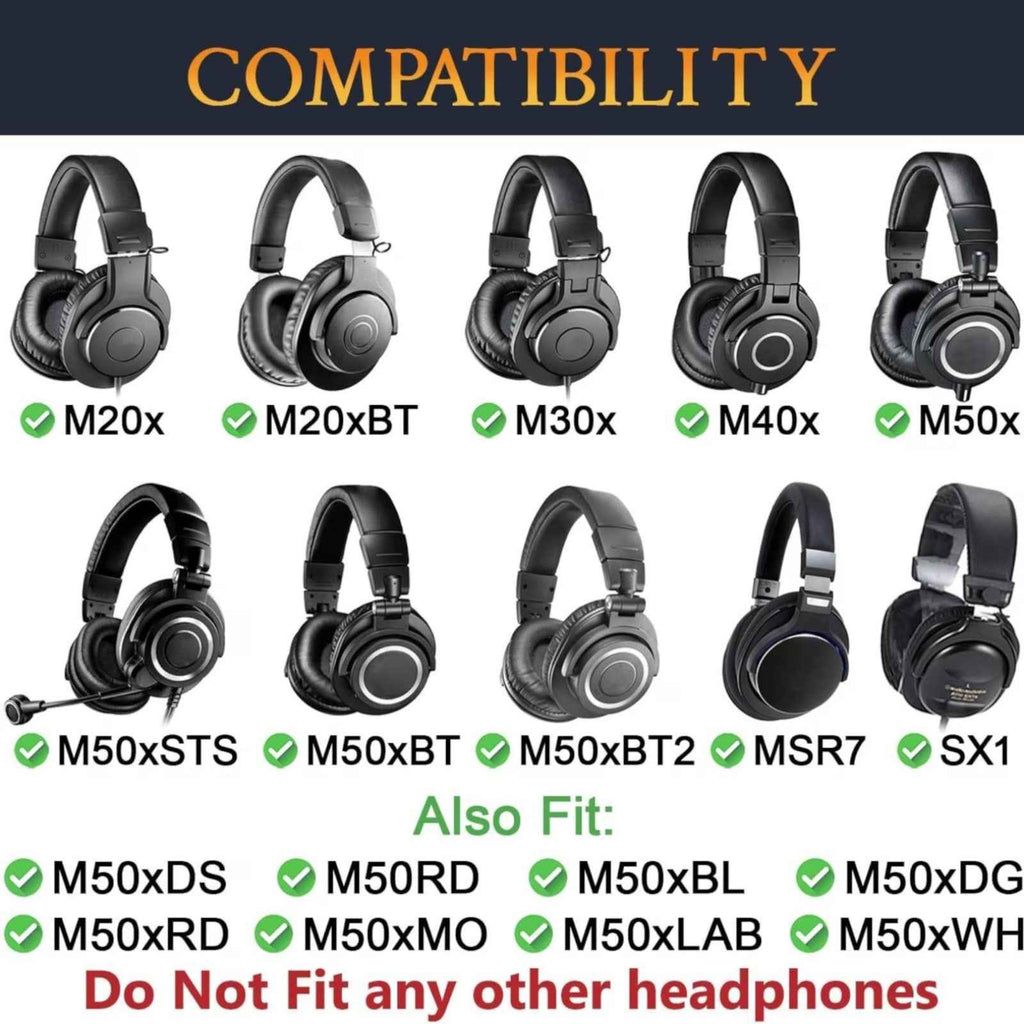 Ersatz Ohrpolster Audio Technica ATH M50X M40X M30X M20X MSR7 SX1 schwarz Mesh