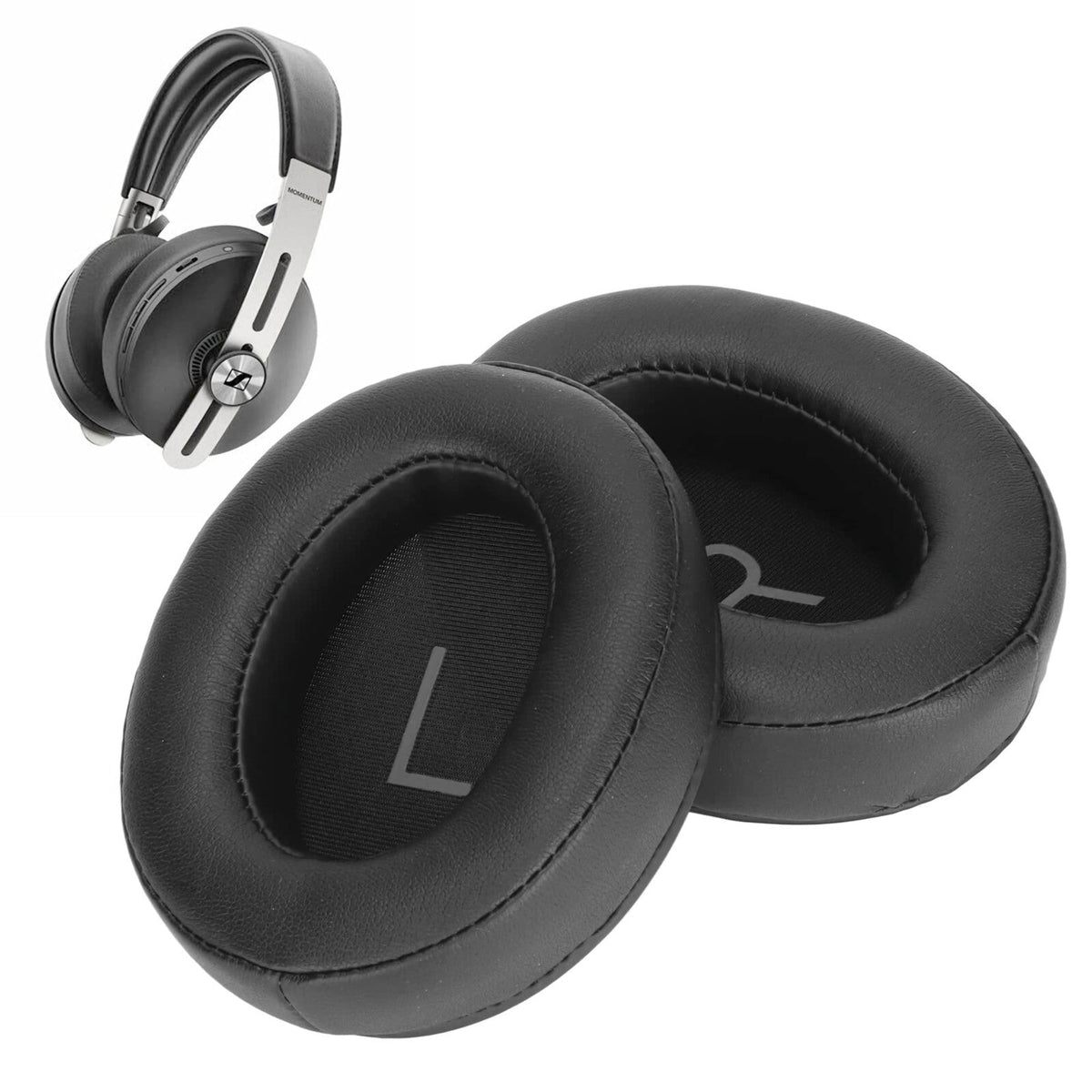 Ohrpolster für Sennheiser Momentum 3 Over Ear Kunstleder Schwarz mit Einrastring