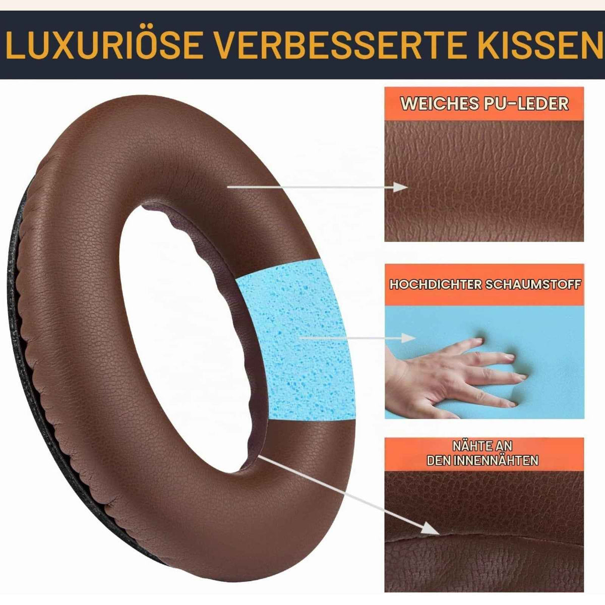 Ohrpolster für Bose QuietComfort QC35 QC15 QC45 QC25 Q35 II Braun