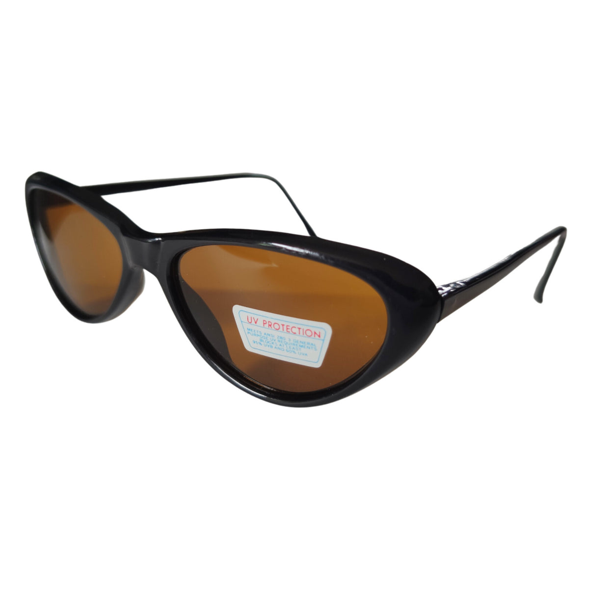 Schwarze Cat-Eye-Sonnenbrille mit braunen Gläsern