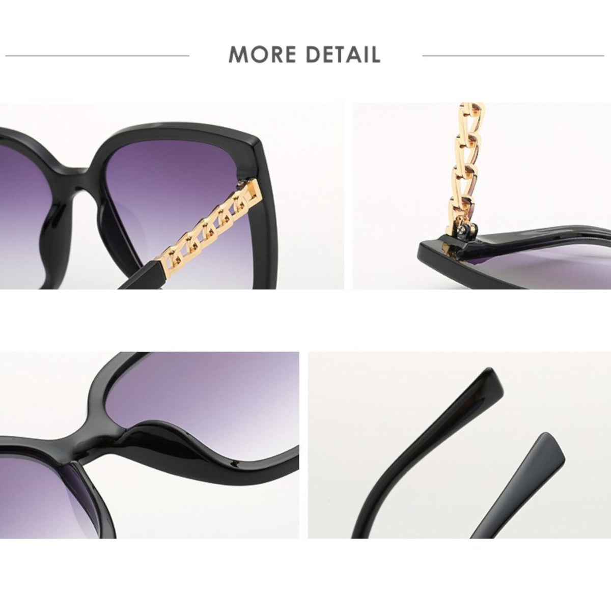 Oversized Cat-Eye-Sonnenbrille Schwarz-Gold