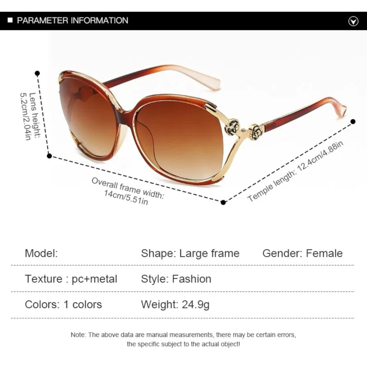 Braun-goldene Designer-Sonnenbrille mit Blumen