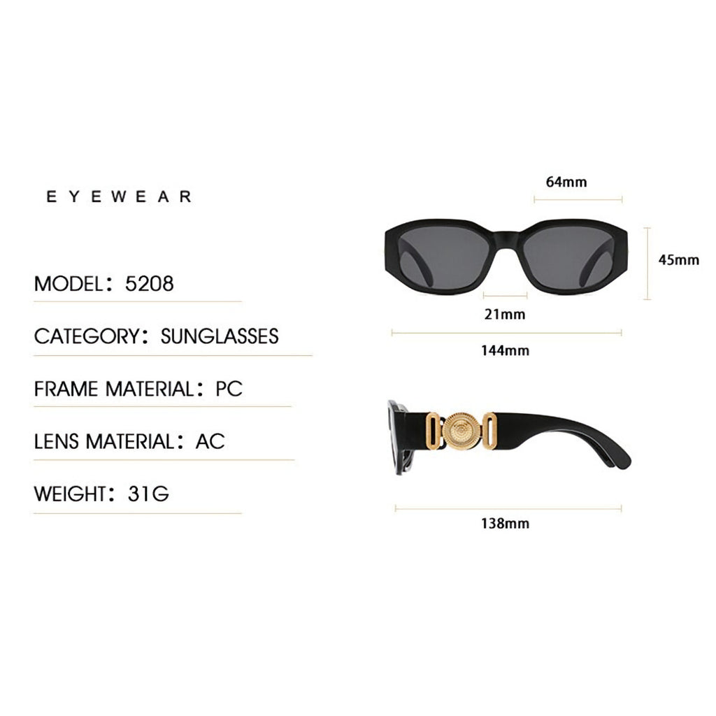 Schwarze Vintage Sonnenbrille mit goldenen Applikationen