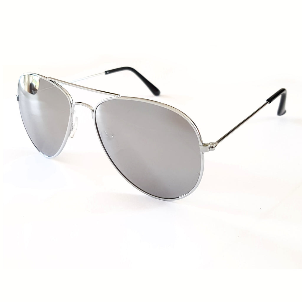 Silberne verspiegelte Piloten-Sonnenbrille