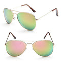 Goldene Piloten-Sonnenbrille mit pinken Spiegelgläsern
