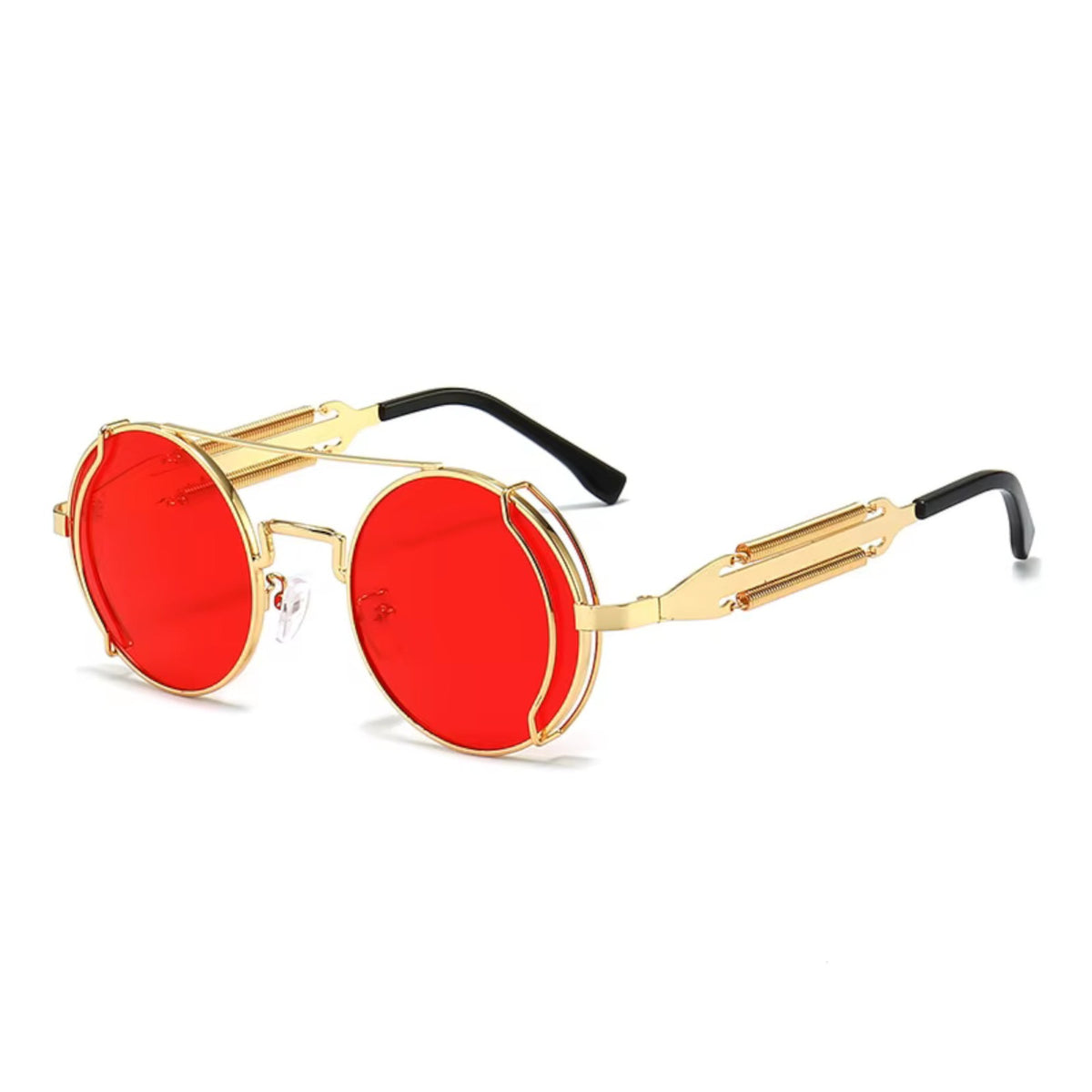 Runde schwarze Steampunk-Sonnenbrille aus Metall