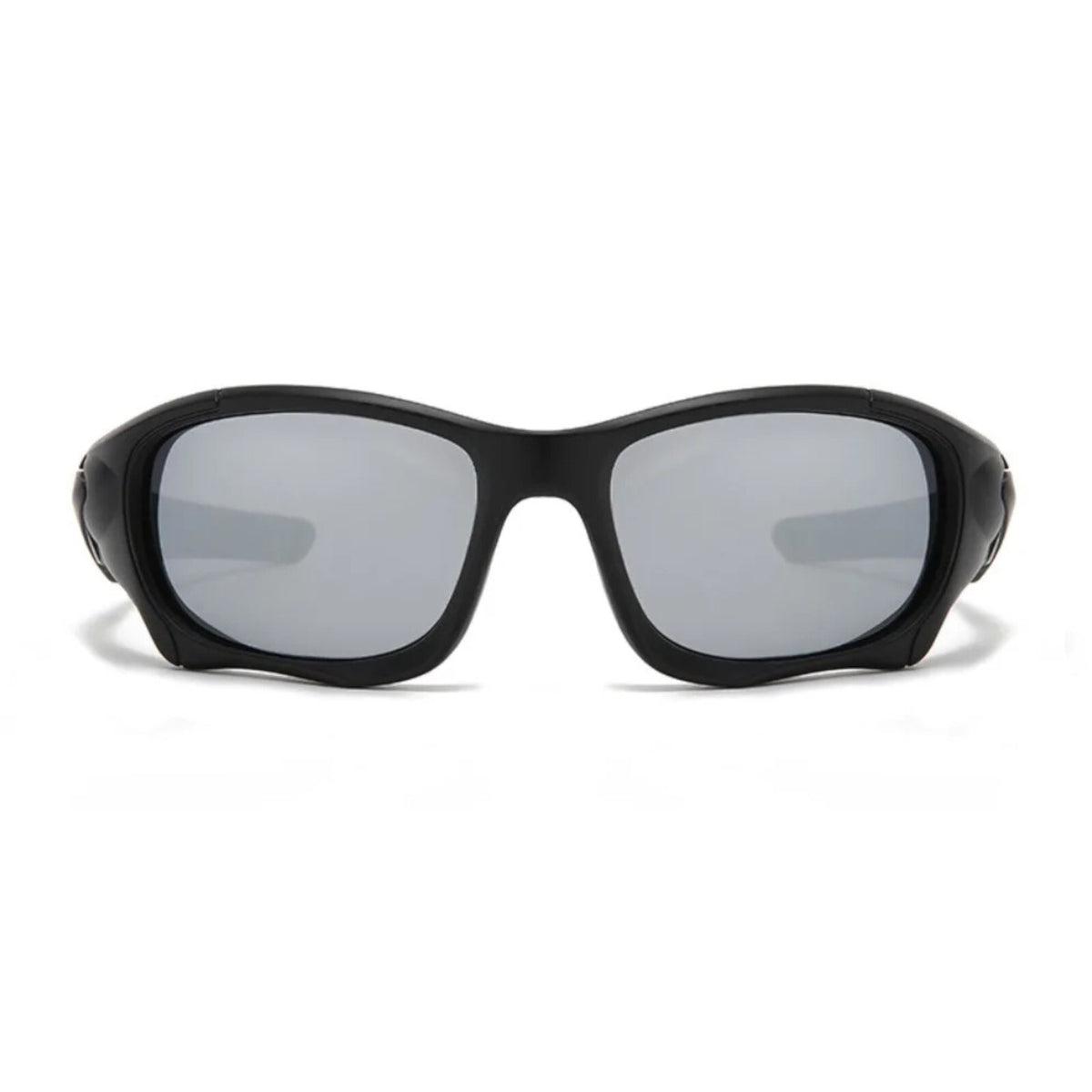 Schwarz-silberne Sport-Sonnenbrille aus Polycarbonat
