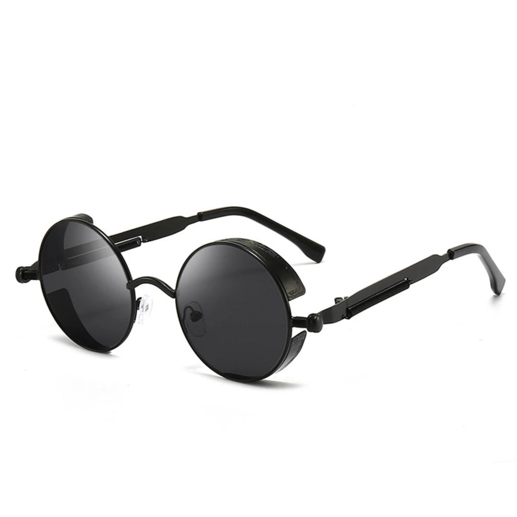 Runde schwarze Steampunk-Sonnenbrille