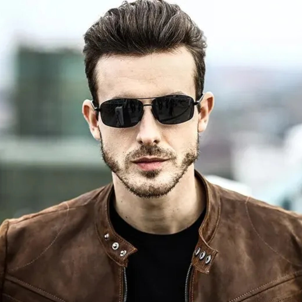 Schwarze Piloten-Sonnenbrille aus Aluminium-Magnesium