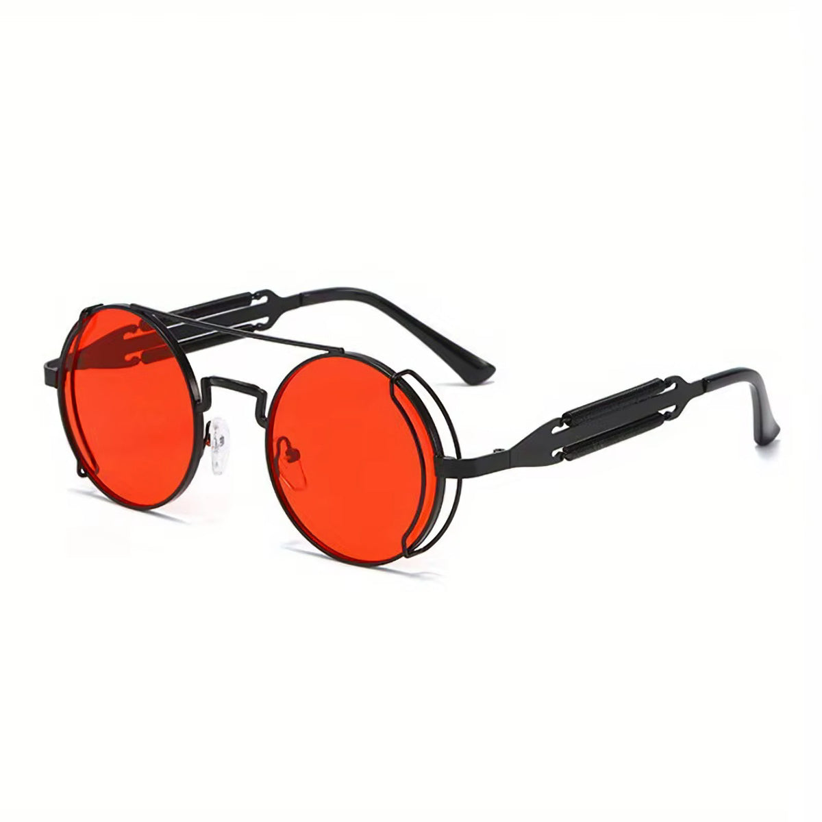 Runde schwarze Steampunk-Sonnenbrille aus Metall