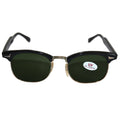Schwarz-silberne Vintage Sonnenbrille mit grünen Gläsern