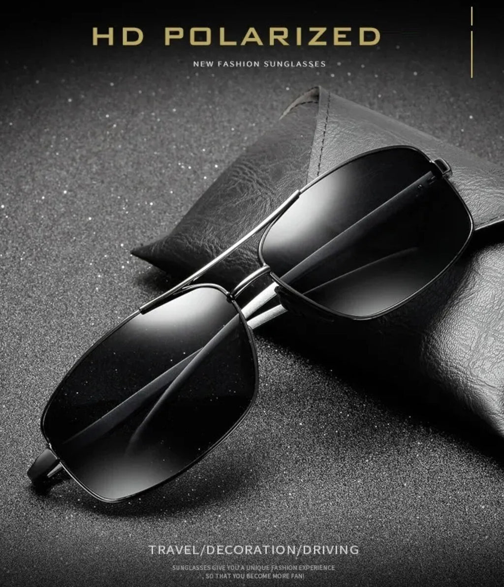 Schwarze Piloten-Sonnenbrille aus Aluminium-Magnesium