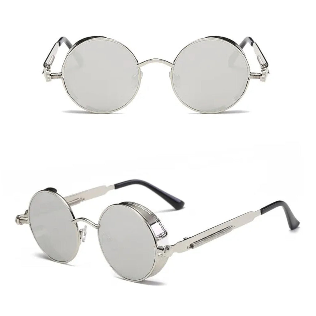 Runde schwarze Steampunk-Sonnenbrille