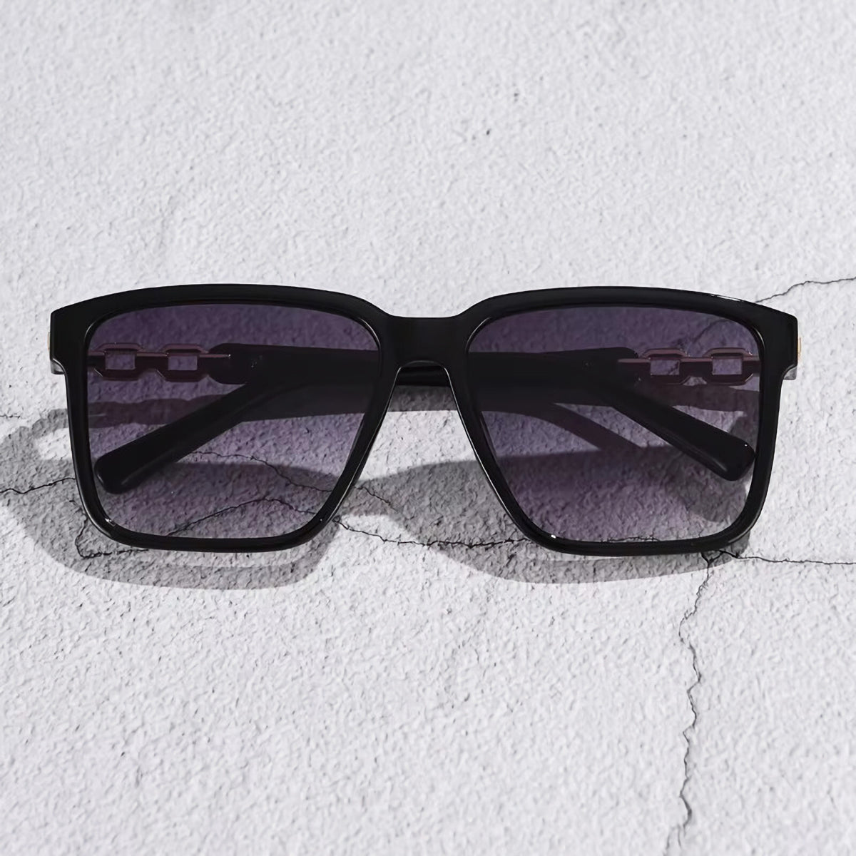 Oversized Designer-Sonnenbrille Schwarz-Gold