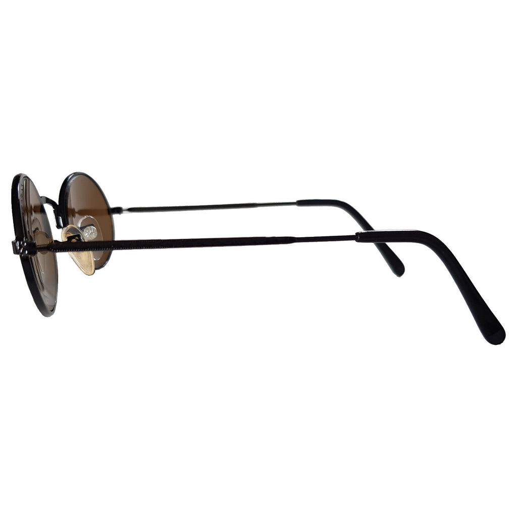 Runde schwarz-braune Steampunk-Sonnenbrille verspiegelt