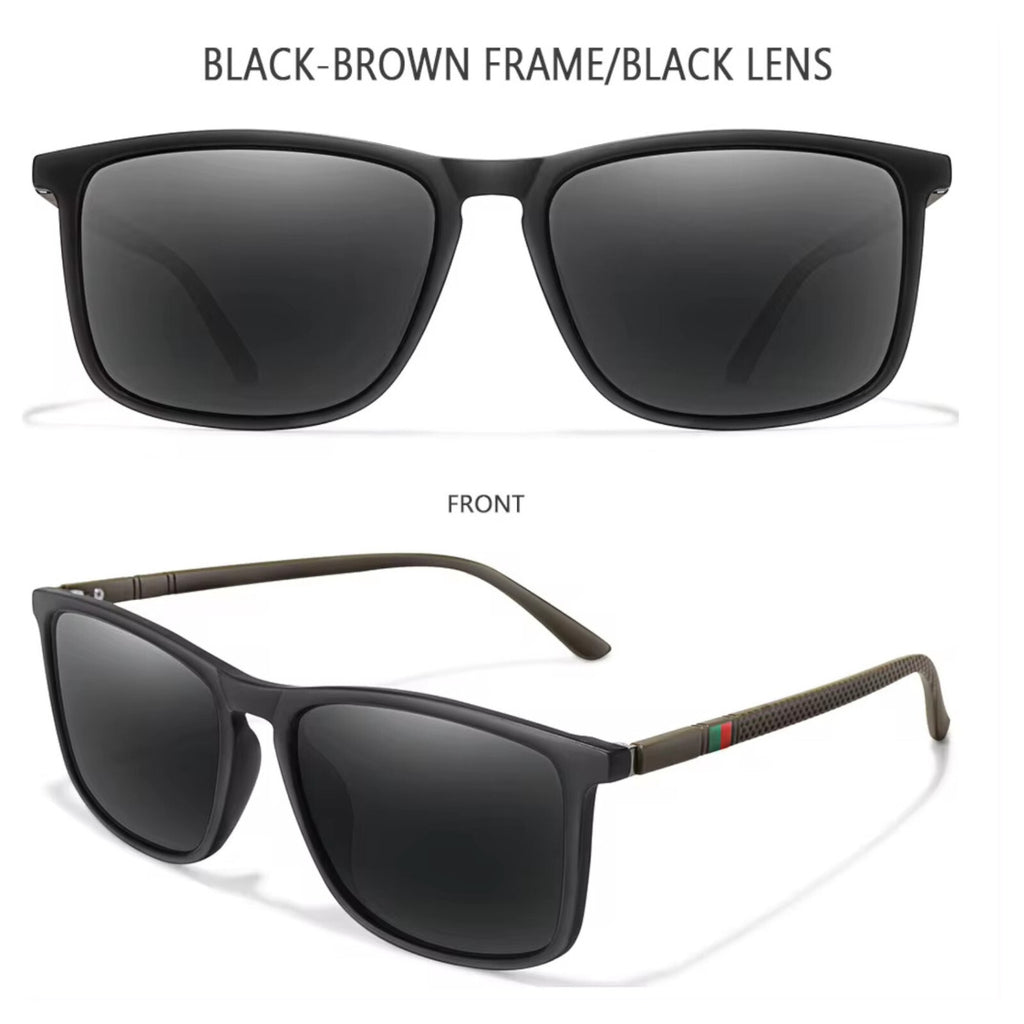 Schwarz-braune matte polarisierte Sonnenbrille