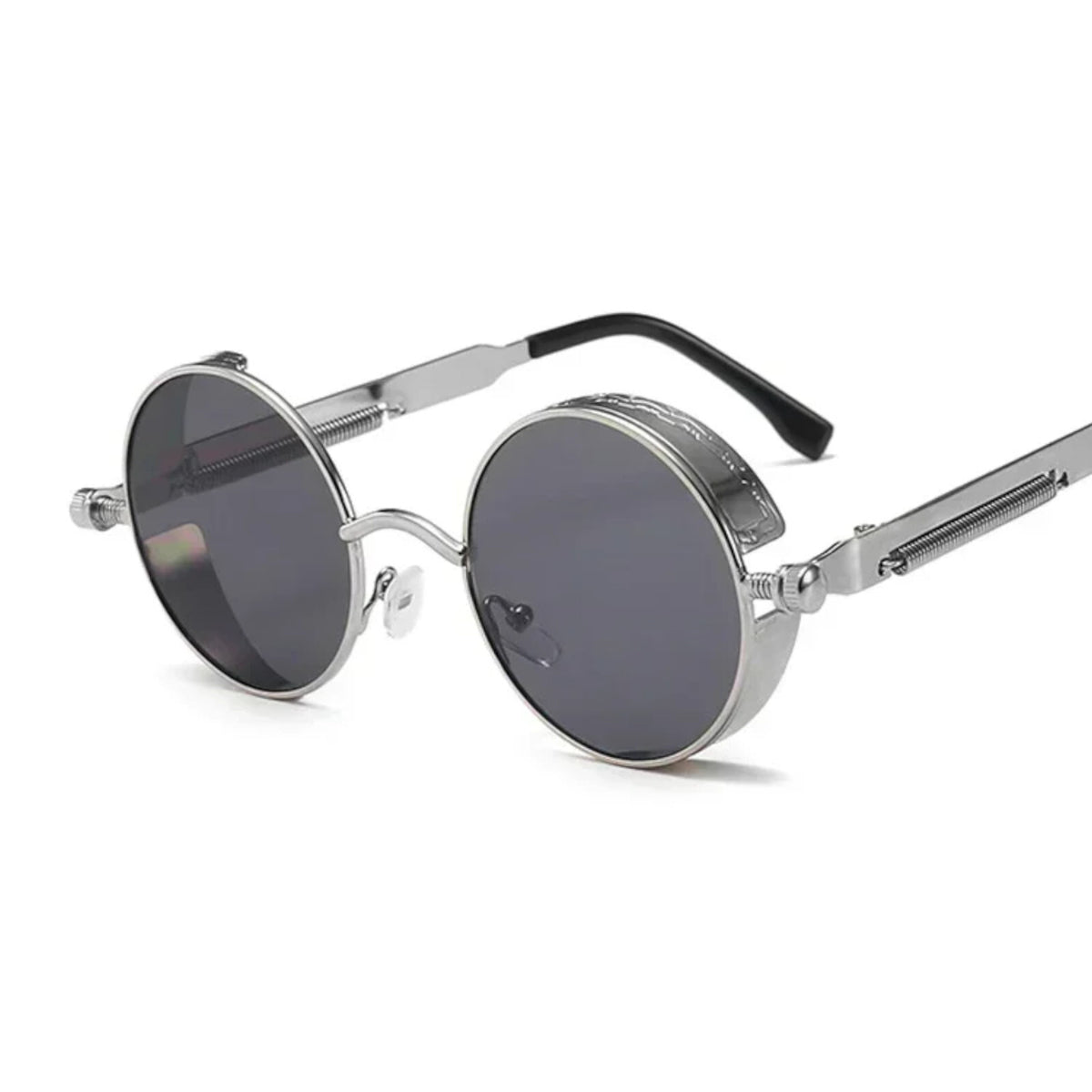 Runde silberne Steampunk-Sonnenbrille