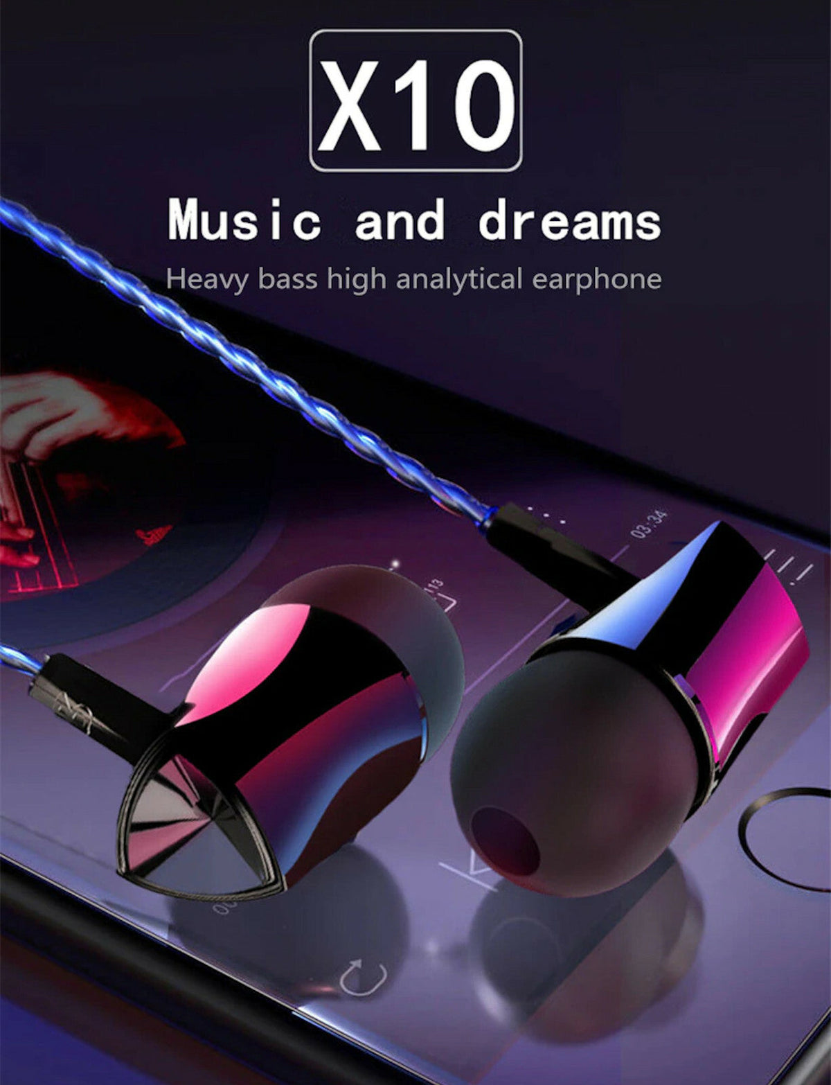 Super Bass In-Ear Kopfhörer Ohrhörer X10 Headset Earphone Headphone + PU-Tasche