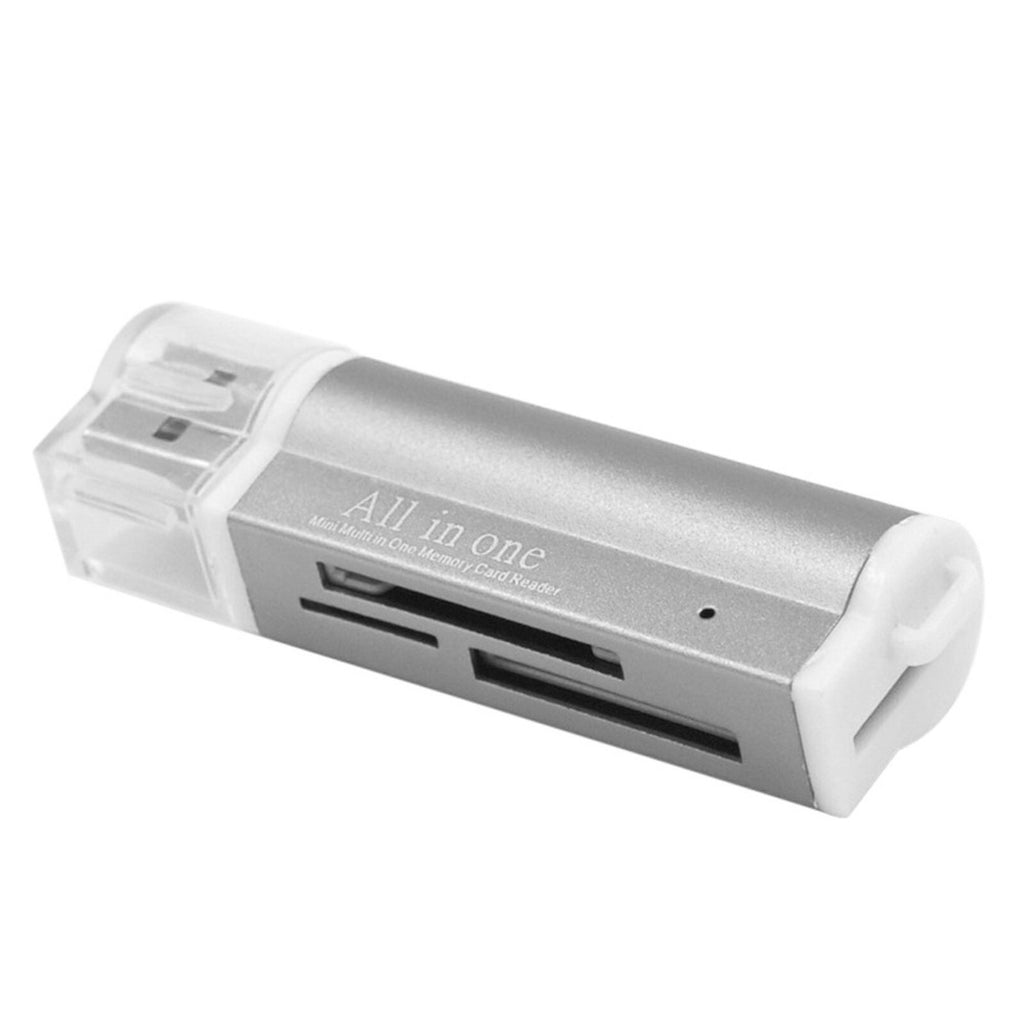 Silberner USB-Kartenleser für MicroSD SDHC MMC M2