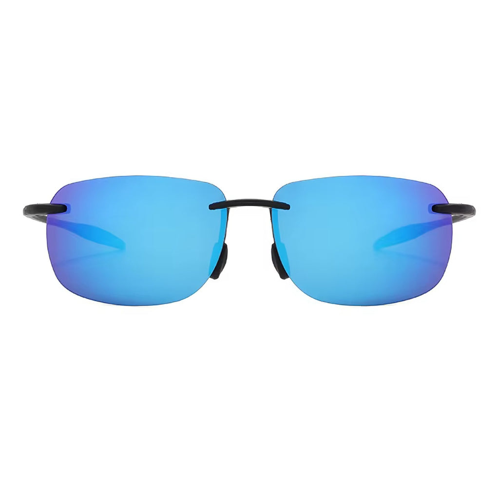 Rahmenlose Matrix-Sportbrille mit blau verspiegelten Gläsern