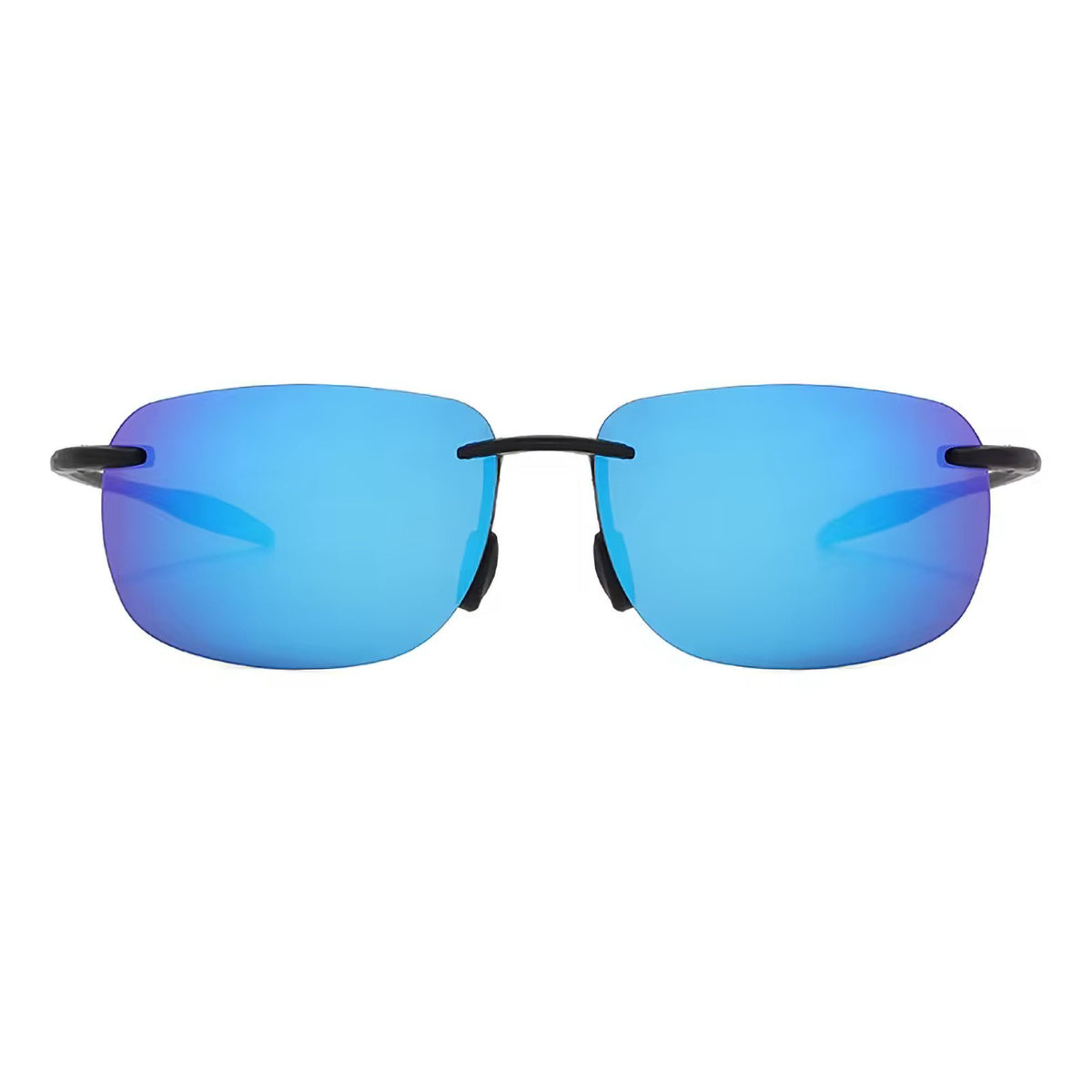 Rahmenlose Matrix-Sportbrille mit blau verspiegelten Gläsern