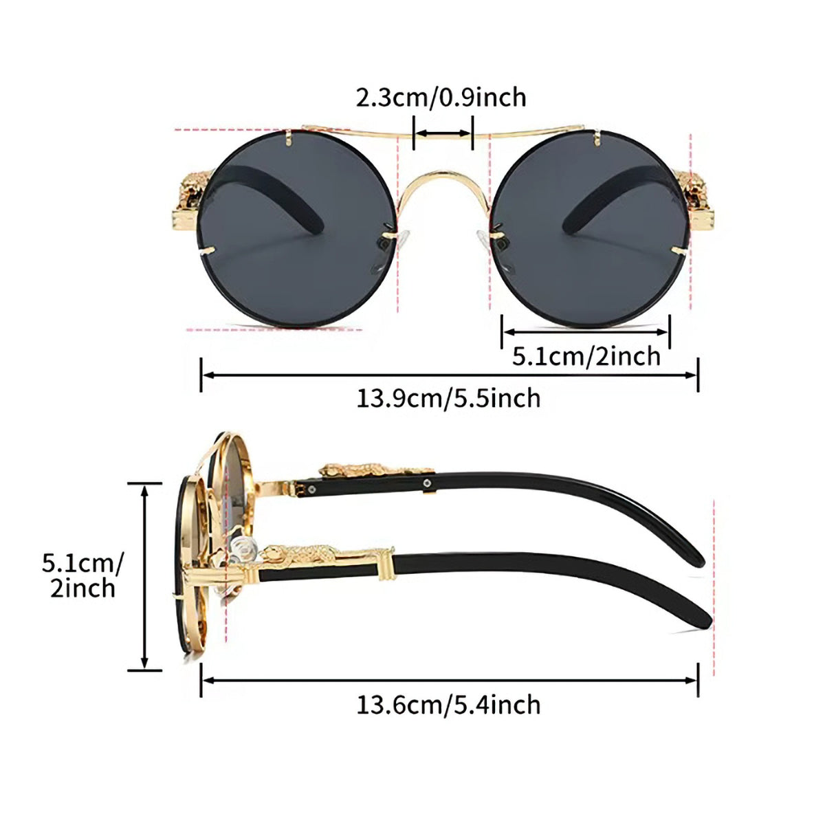 Goldene Vintage Designer-Sonnenbrille im Leoparden-Look
