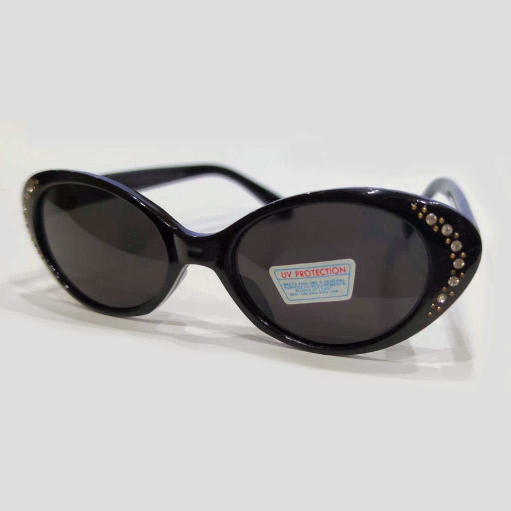 Schwarze Cat-Eye-Sonnenbrille mit Strass