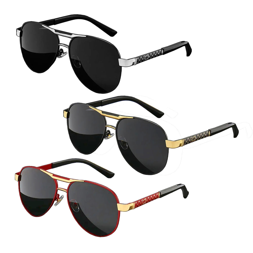 Schwarz-rot-goldene Piloten-Sonnenbrille