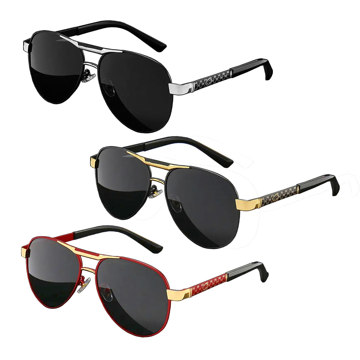 Schwarz-rot-goldene Piloten-Sonnenbrille