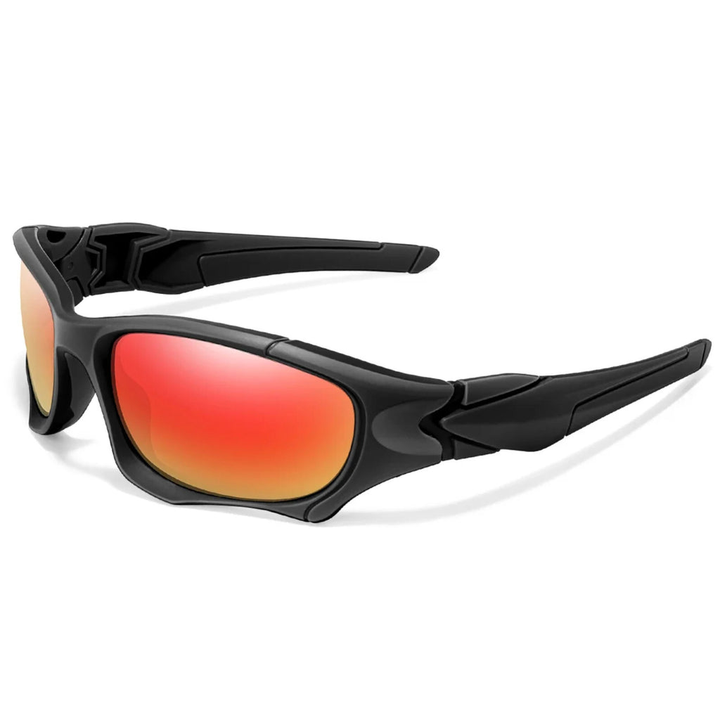 Schwarz-rote Sport-Sonnenbrille aus Polycarbonat