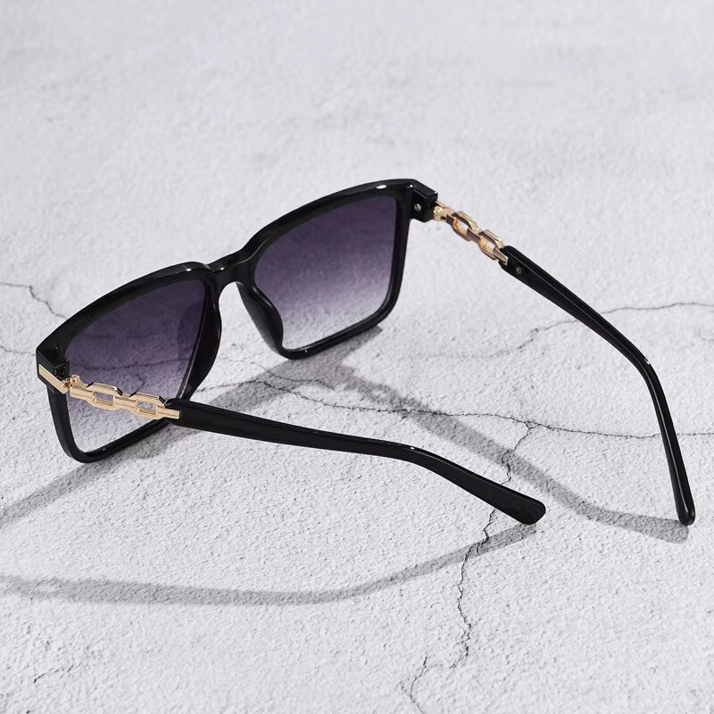 Oversized Designer-Sonnenbrille Schwarz-Gold