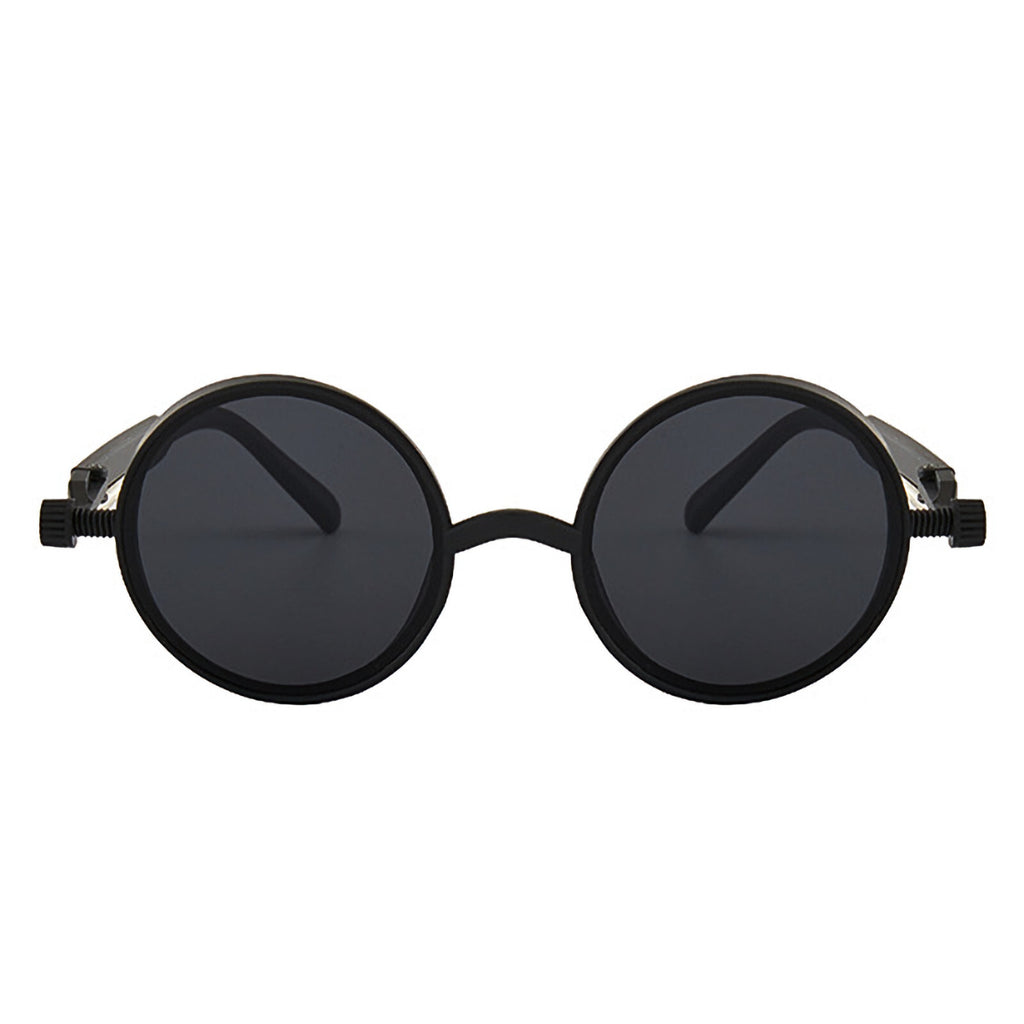 Runde schwarze Steampunk-Sonnenbrille aus Kunststoff