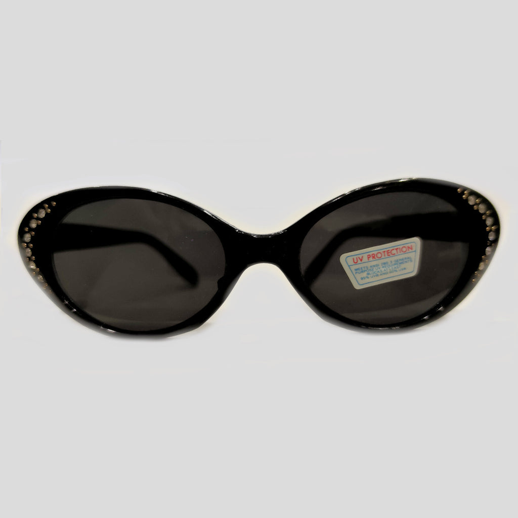 Schwarze Cat-Eye-Sonnenbrille mit Strass
