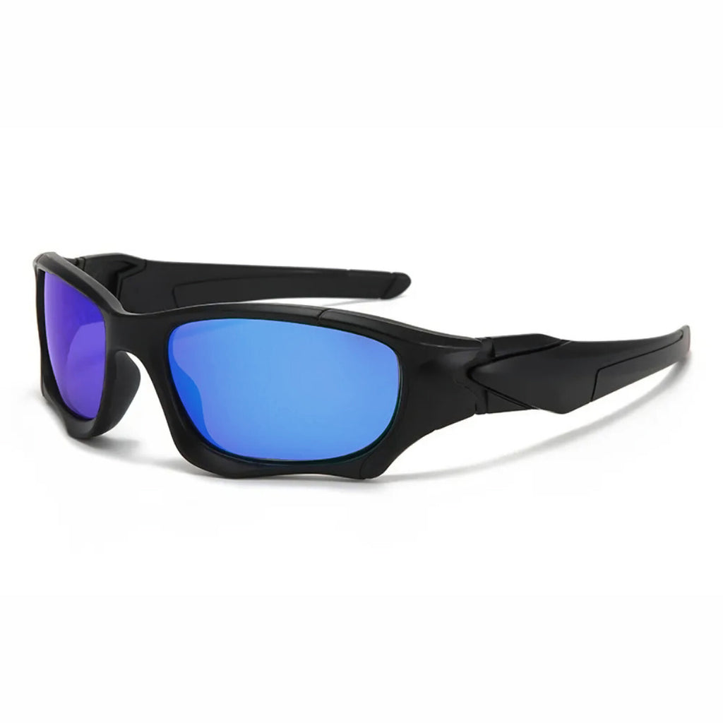 Schwarz-blaue Sport-Sonnenbrille aus Polycarbonat