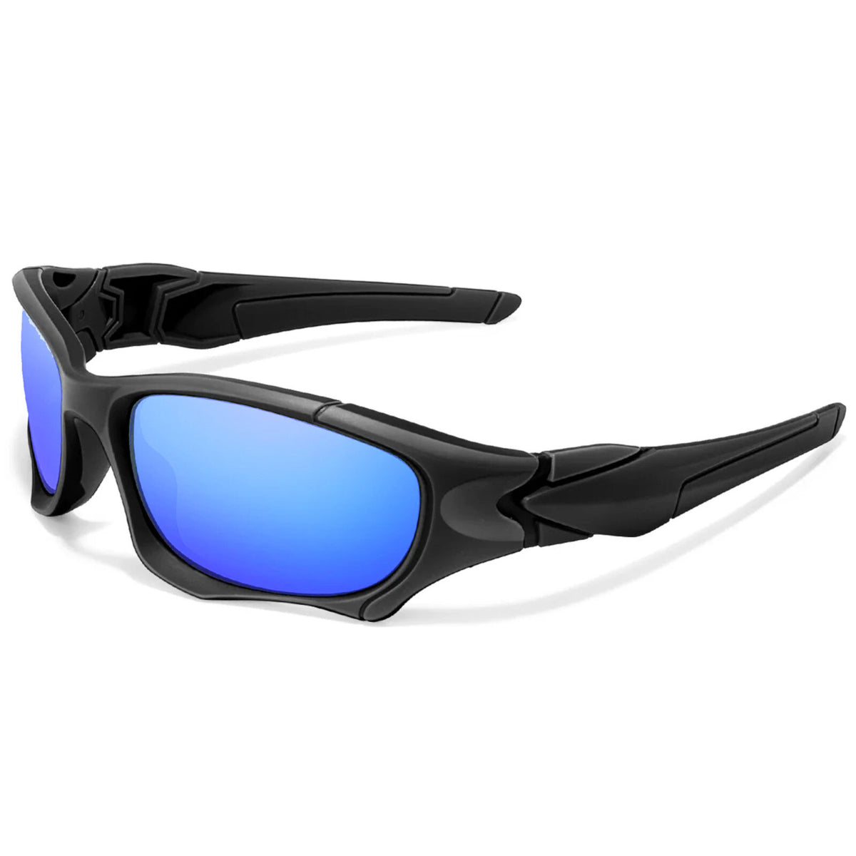 Schwarz-blaue Sport-Sonnenbrille aus Polycarbonat
