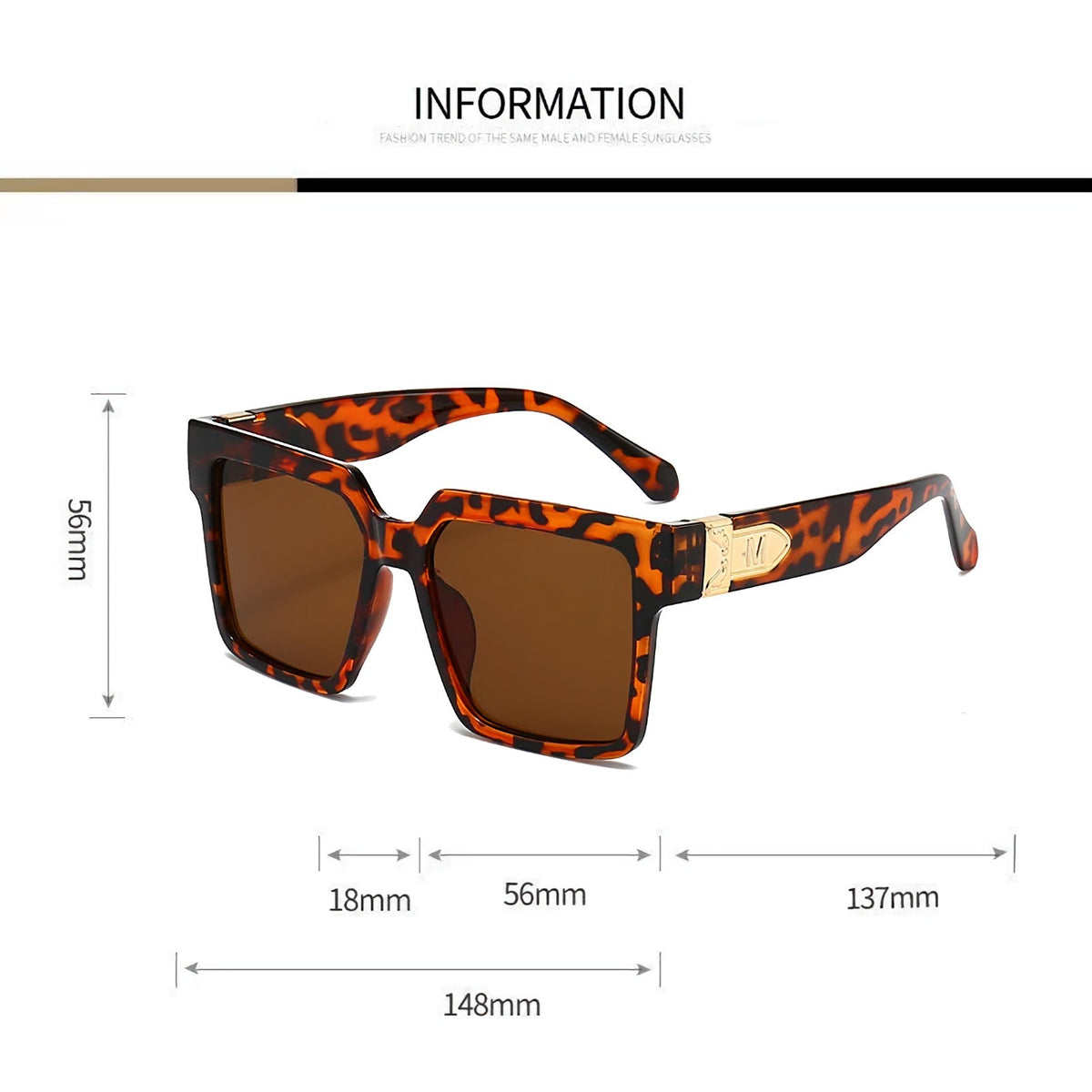 Braun-goldene Oversized Vintage Sonnenbrille