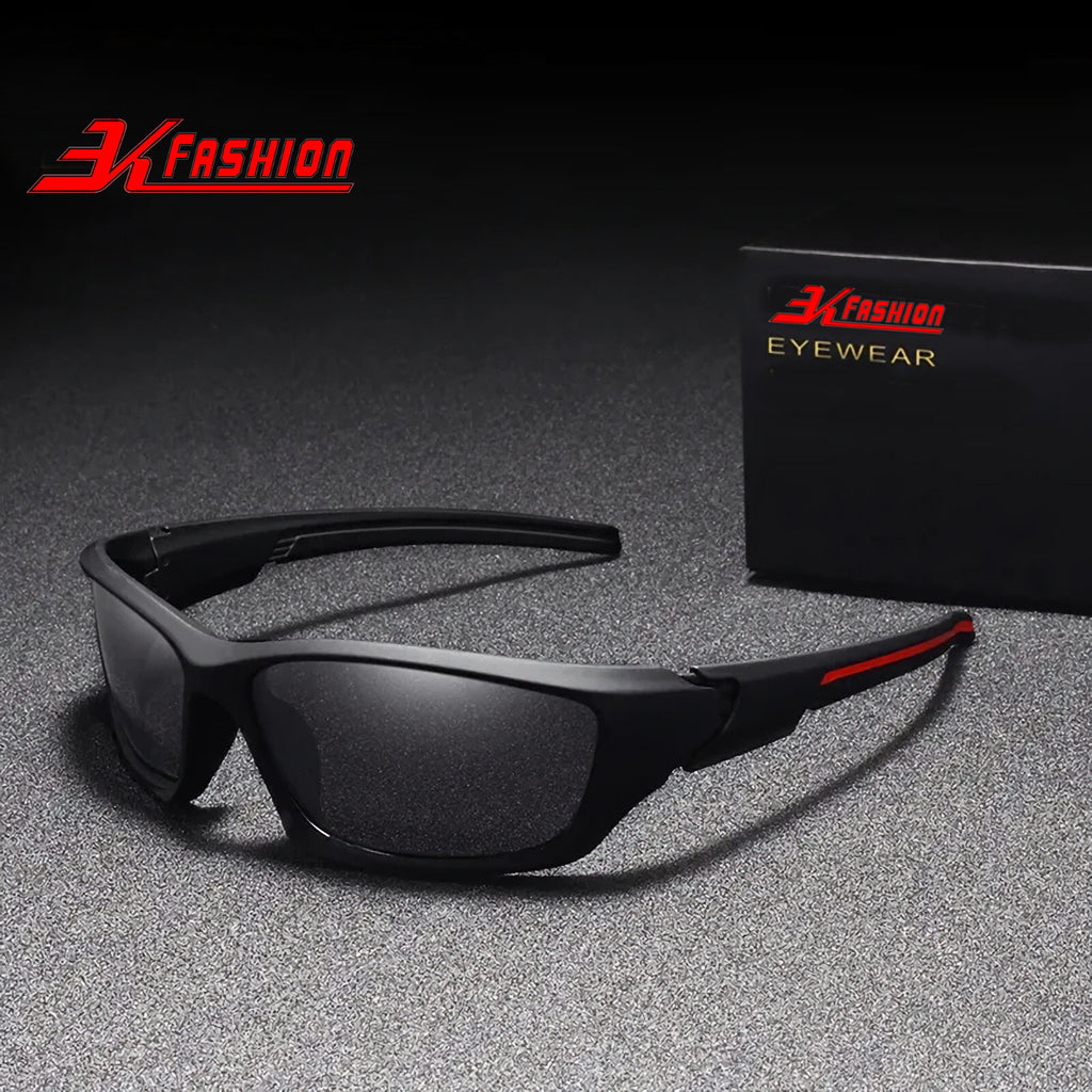 Schwarze 3K Fashion 768 Biker-Sonnenbrille aus TR90