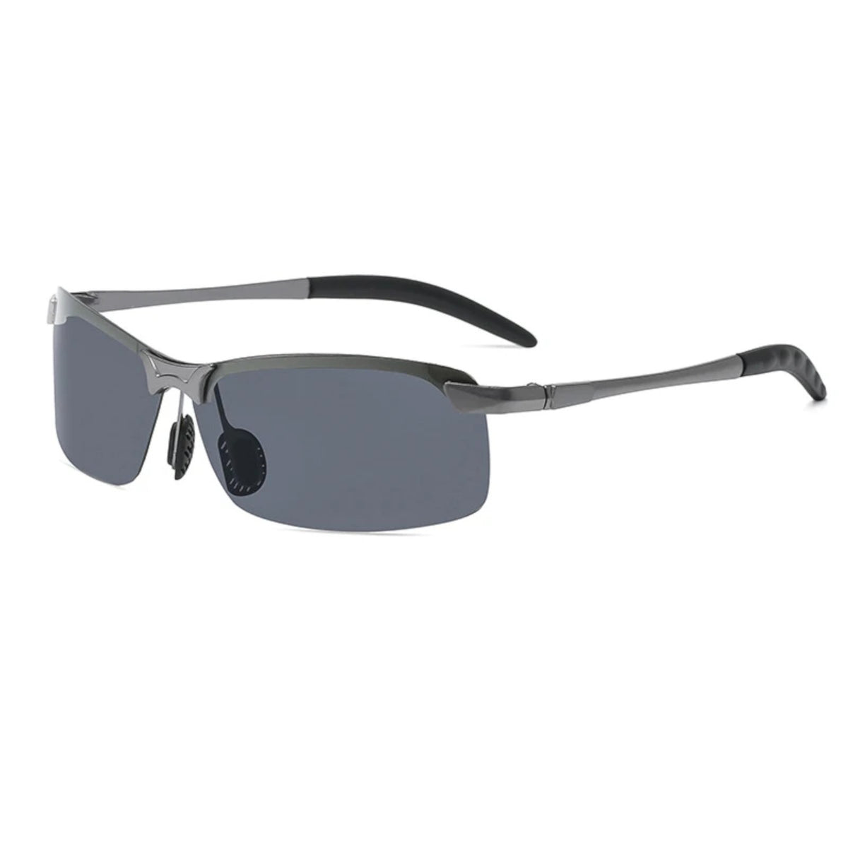 Gunmetal Matrix-Sonnenbrille mit selbsttönenden polarisierten Gläsern