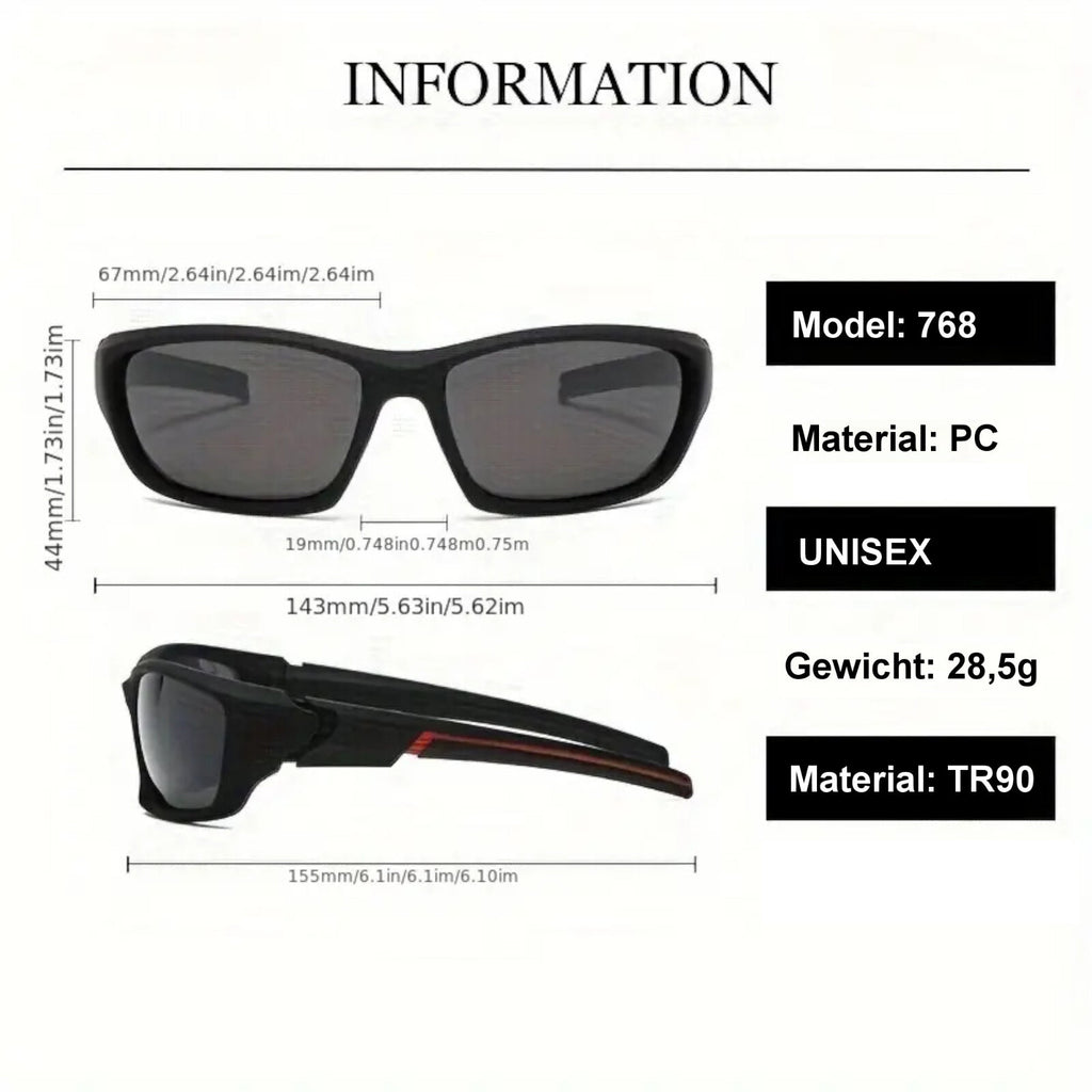 Schwarz-grünblaue Biker-Sonnenbrille aus TR90