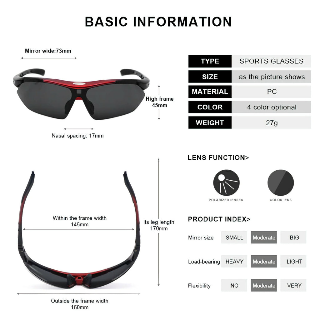 Schwarze polarisierte Sport-Sonnenbrille X4
