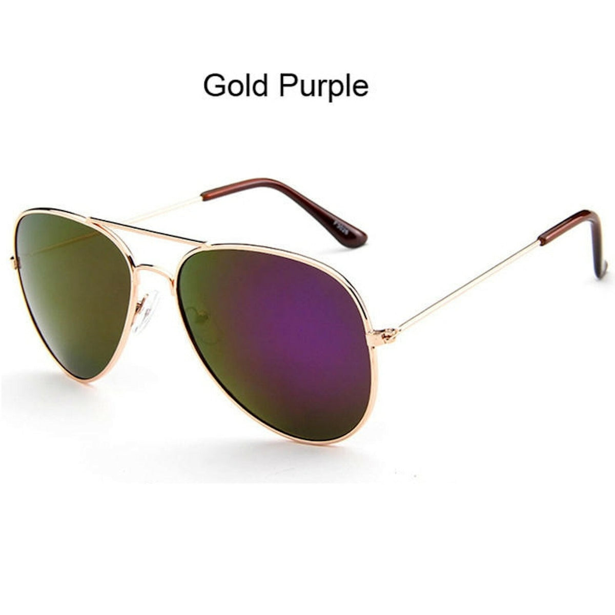 Goldene Piloten-Sonnenbrille mit lila Spiegelgläsern