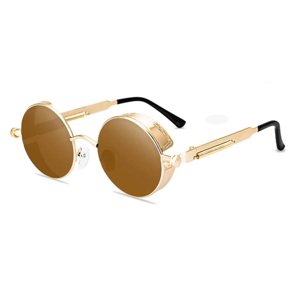 Runde schwarze Steampunk-Sonnenbrille