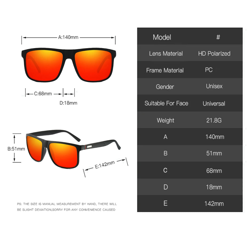 Matt-schwarze Sonnenbrille mit orange-roten Spiegelgläsern