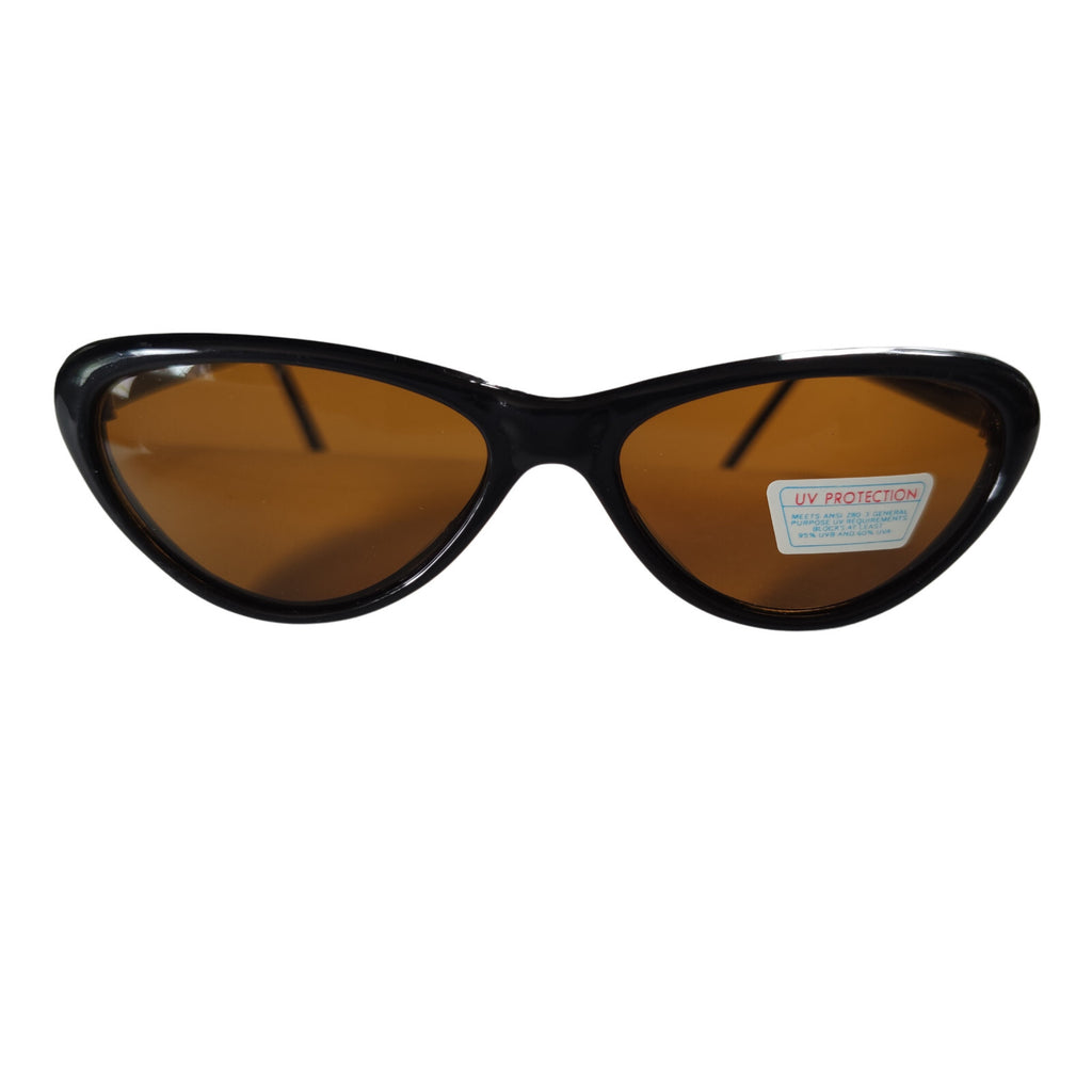 Schwarze Cat-Eye-Sonnenbrille mit braunen Gläsern