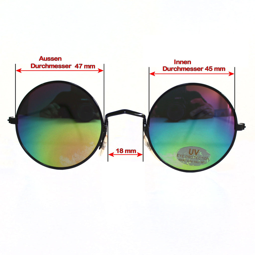 Runde schwarze Steampunk-Sonnenbrille verspiegelt