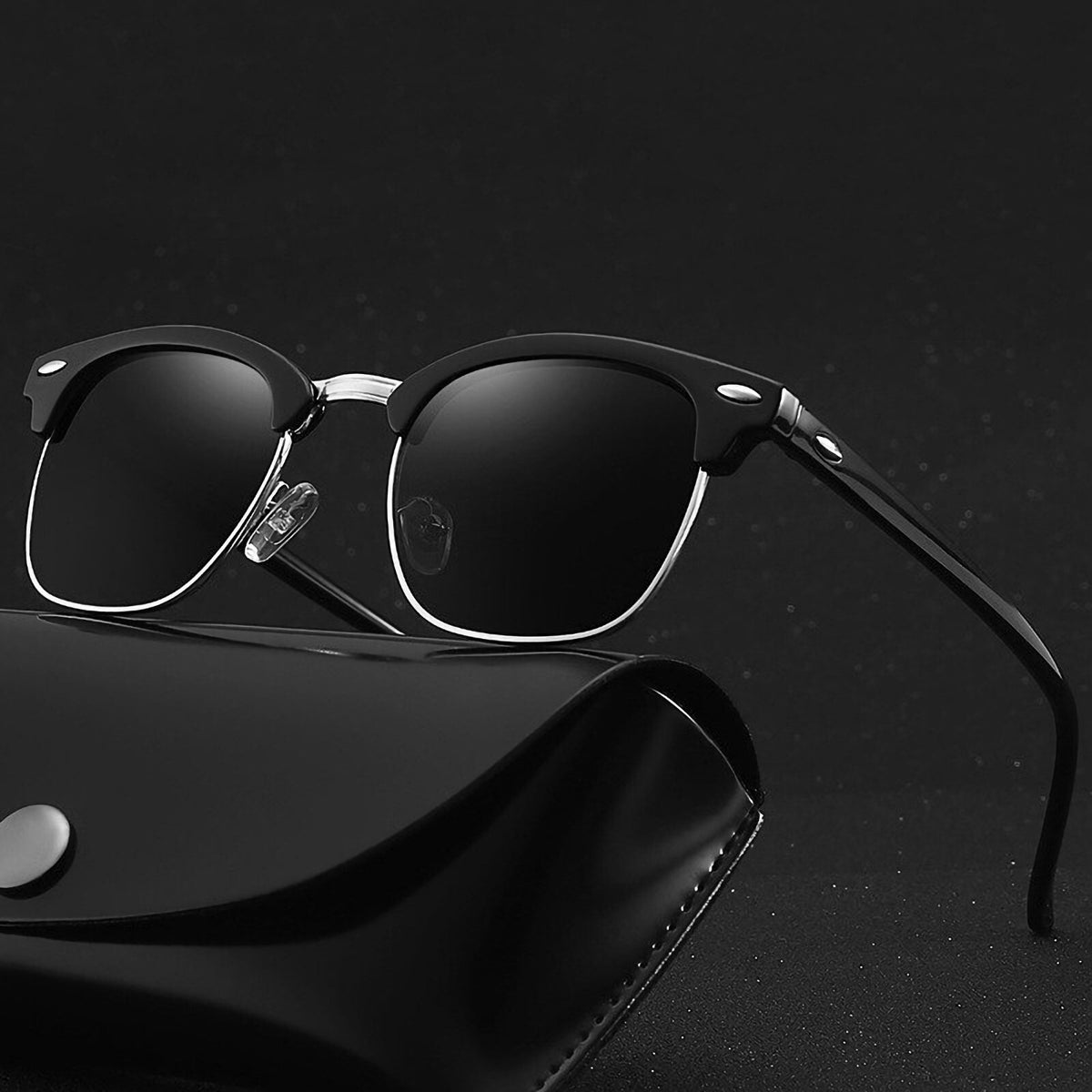 Schwarz-silberne Vintage-Retro-Sonnenbrille Unisex