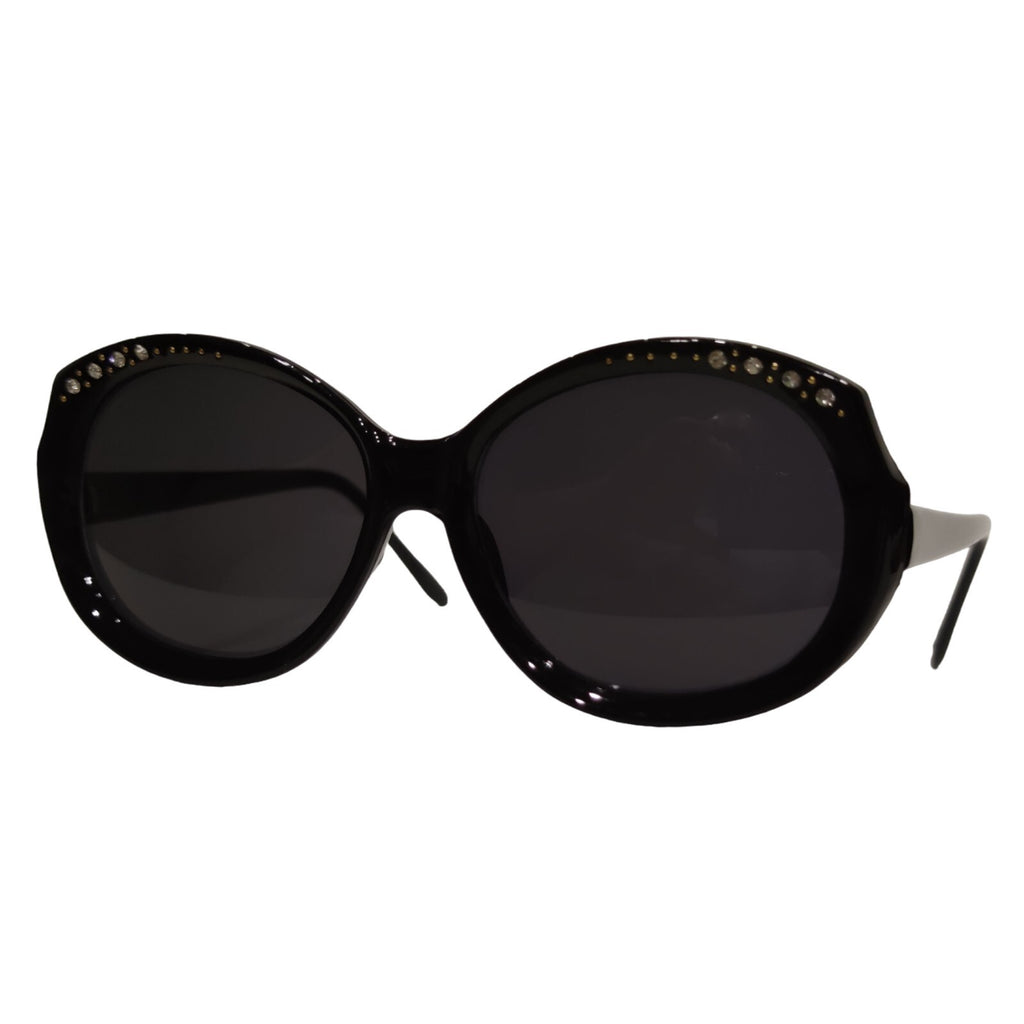 Schwarze Cat-Eye-Sonnenbrille mit Strass