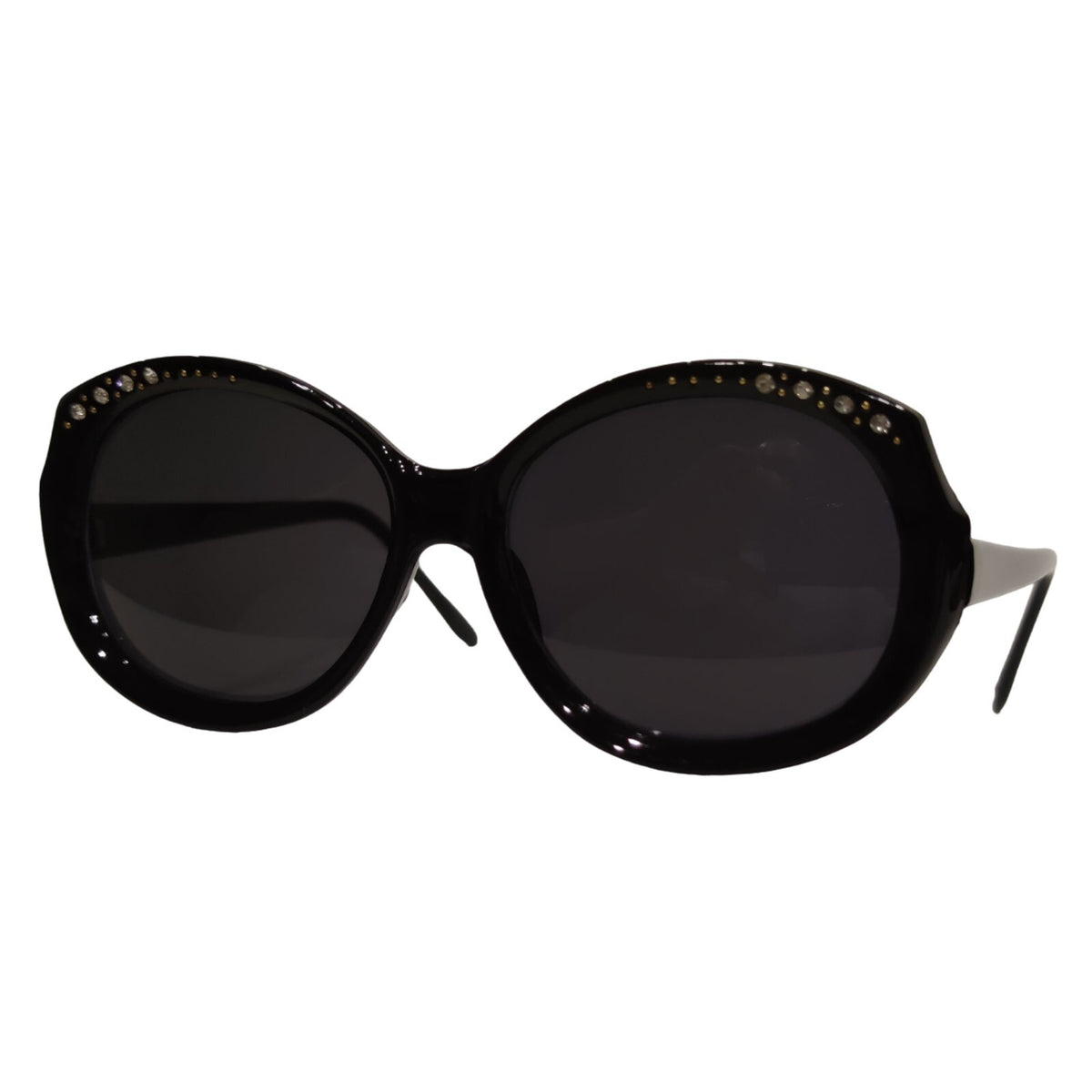 Schwarze Cat-Eye-Sonnenbrille mit Strass