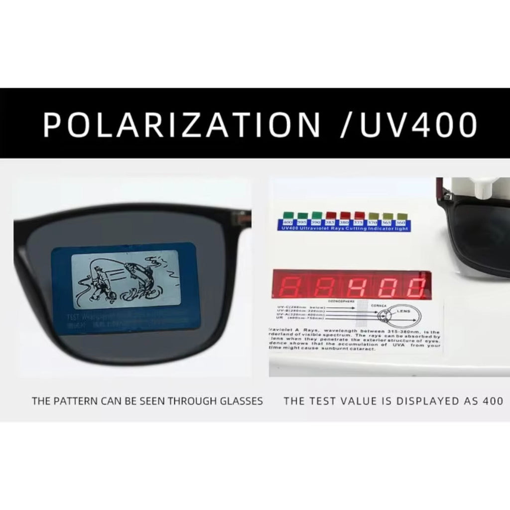 Mattblaue polarisierte Sonnenbrille mit dunklen Gläsern